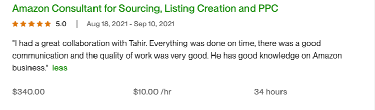 Muhammad Tahir S. - Amazon FBA Expert _ PPC Management _ Store Optimization _ EBC_A+ - Upwork Freelancer from Bahawalnagar, Pakistan (22.04.2025 11_28)